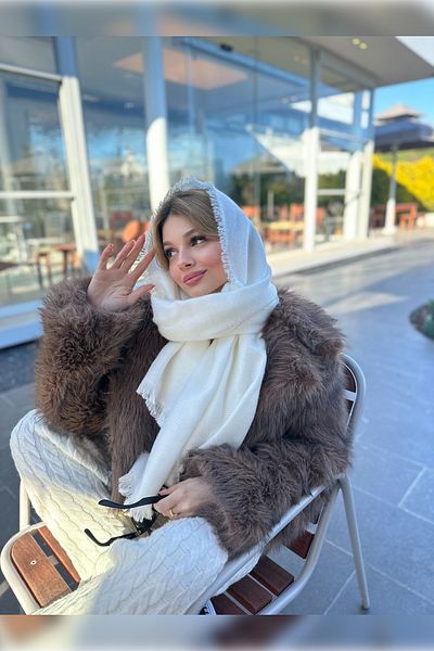 Luminos Butik وشاح سميك منقوش ناعم إكرو للجنسين - شال 70x180 سم Sal1206