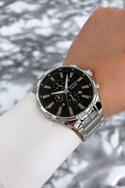 Ferrucci All Functions Active Men's Wristwatch Steel Strap Silver-black Zmfer075