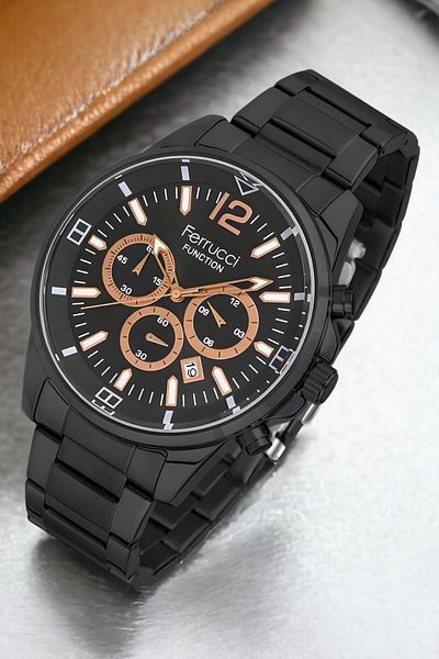 Ferrucci Men's Wristwatch - Black and Rose Color, Fc.f.13110fm.02 Bracelet Zmfer134