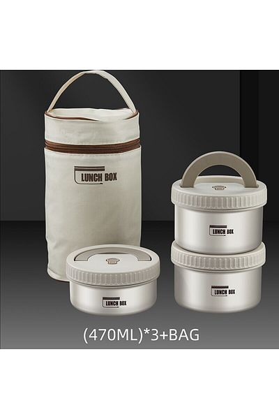 Choice 470ml X 3 Bag Lunch Box Portable Insulated Lunch Container Set Stackable Bento Stainless Steel Lunch