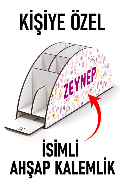 kutuTR Yarım Ay Cetvelli Kalemlik Kişiselleştirilebilir Ürün Kız Çocuklar İçi...