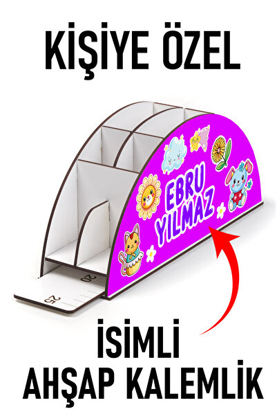 kutuTR Yarım Ay Cetvelli Kalemlik Kişiselleştirilebilir Ürün Kız Çocuklar İçi...