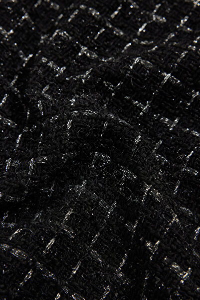 W Collection SİYAH MİNİ DOKULU DİK YAKA ELBİSE