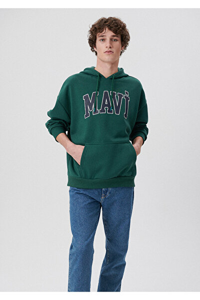 Mavi Logo Baskılı Kapüşonlu 067149