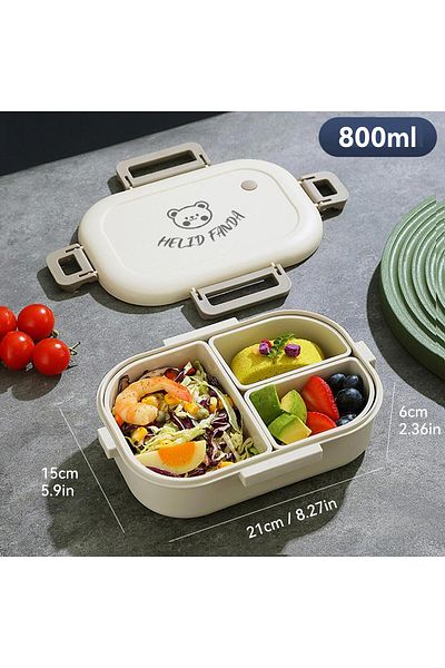 Choice White WORTHBUY Portable Plastic Bento Lunch Box With 3 Removable Compartment Leak-proof Microwave Sa