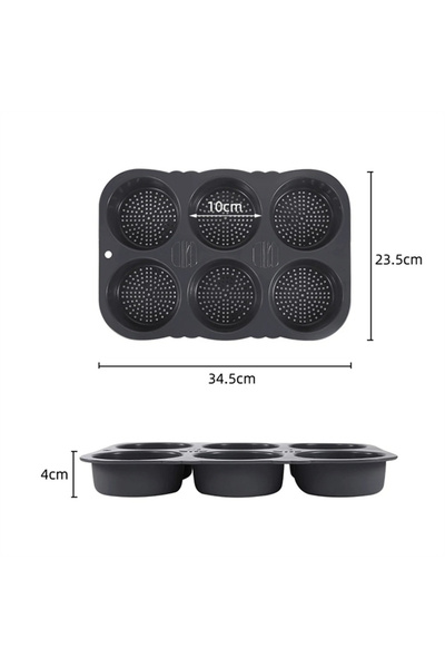 Choice قالب خبز همبرجر مكون من 6 شبكات، قالب سيليكون، خبز صالح للأكل، طبق خبز، قالب كعكة غير لاصق للمنزل