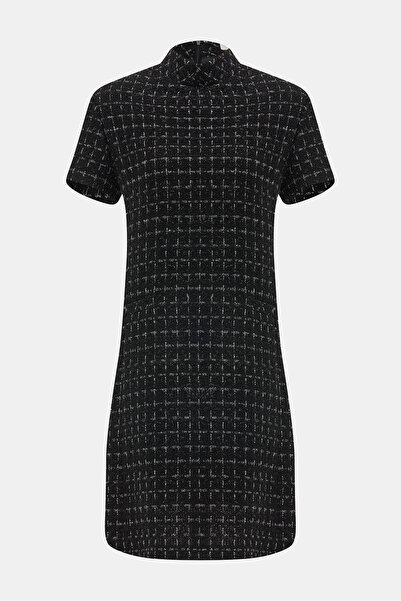 W Collection SİYAH MİNİ DOKULU DİK YAKA ELBİSE