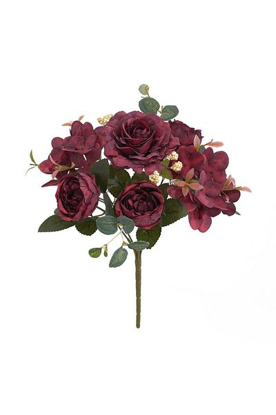 Choice Red Artificial Flowers Retro Silk Rose Bouquet Hydrangea Peony Vintage Bride Holding Fake Plants Hom