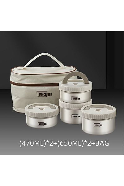 Choice 470mlx2 650mlx2 Bag Lunch Box Portable Insulated Lunch Container Set Stackable Bento Stainless Steel