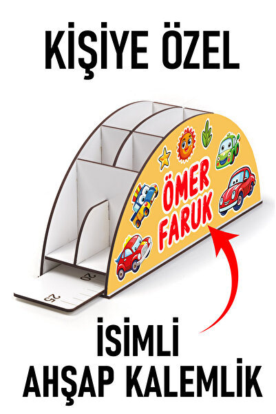 kutuTR Yarım Ay Cetvelli Kalemlik Kişiselleştirilebilir Ürün Erkek Çocuklar İ...