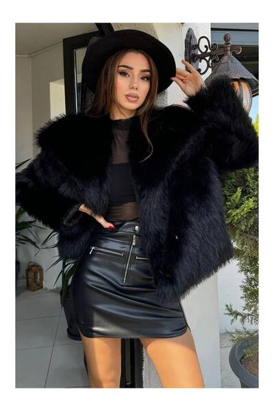 modalev Yumuşak Dokunuşlu Oversize Premium Kürk Peluş Mont