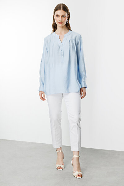 Ekol Buttoned Front Turtleneck Blouse