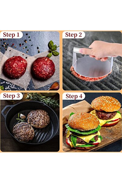 mastergold Stainless Steel Round Burger Press (14cm) | Smash Burger Press | Professional Griddle Accessories