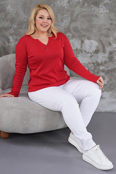Siyezen Plus Size Sleeves Placket Collar Button Cotton Lycra Blouse