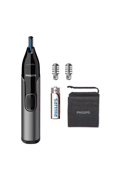 Philips Philips NT3650/16 Nose/Ear Trimmer, Battery, Washable, Precision Trim, Stainless Steel, Grey