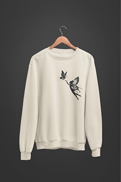 Butik Women'S/Girls Long Sleeve Fairy Transfer Printed Crew Neck Sweatshirt