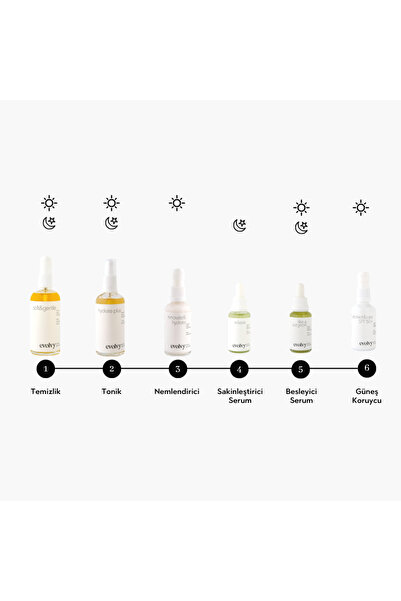 evolvy natural skincare Rozalı Ciltlere Uygun Doğal Cilt Bakım Seti