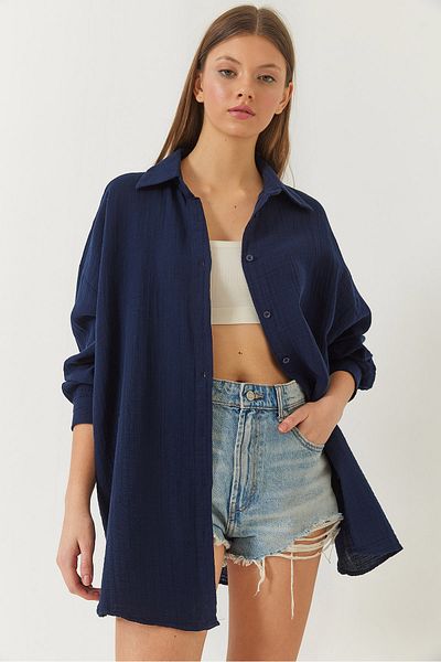 Bianco Lucci Dámská oversize mušelínová košile - 2025 60271021