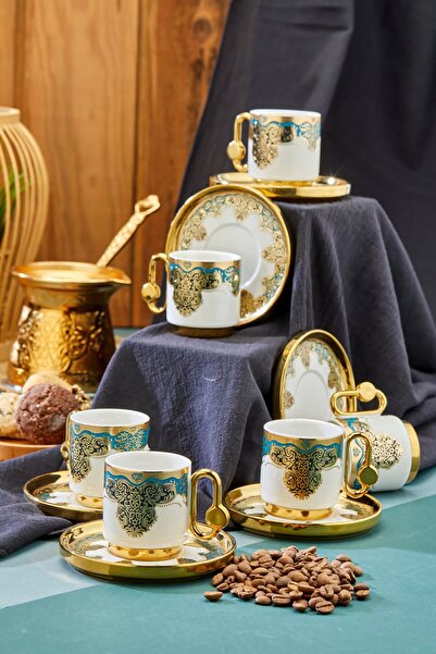 Cooker طقم فناجين قهوة من البورسلين سعة 90 مل من رويال كريست لـ 6 أشخاص CKR3869