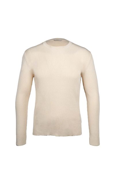 Hatemoğlu Beige Regular Fit Crew Neck Ribbed Knitwear Sweater