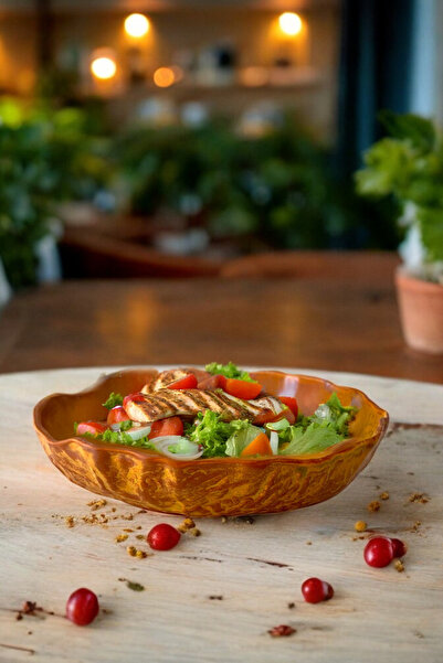 İREA PORSELEN Wood 26cm Porselen Çukur Salata ve Makarna Kase
