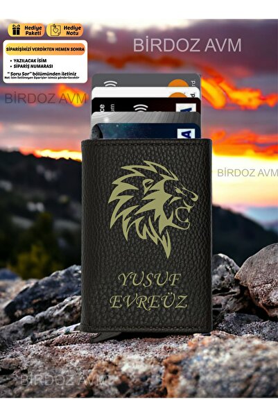 birdoz avm Kişiye Özel İsimli ASLAN Tasarım Hediyelik Mekanizmalı Siyah Kartl...
