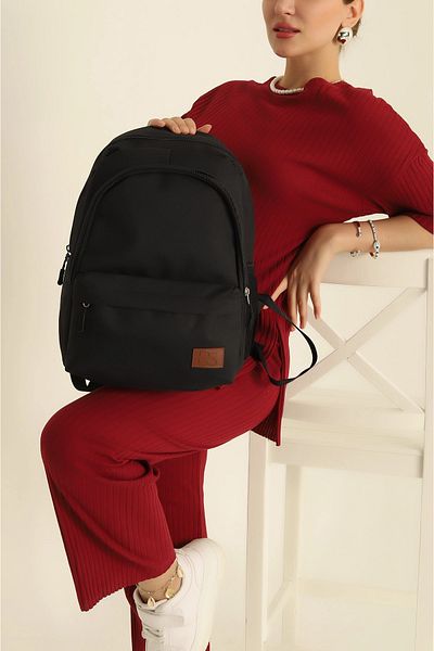 FHD BAGS Rucsac unisex negru cu fermoar