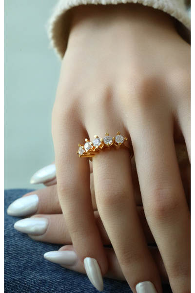 Kuyumcum 22 Ayar Altın Beştaş Yüzük