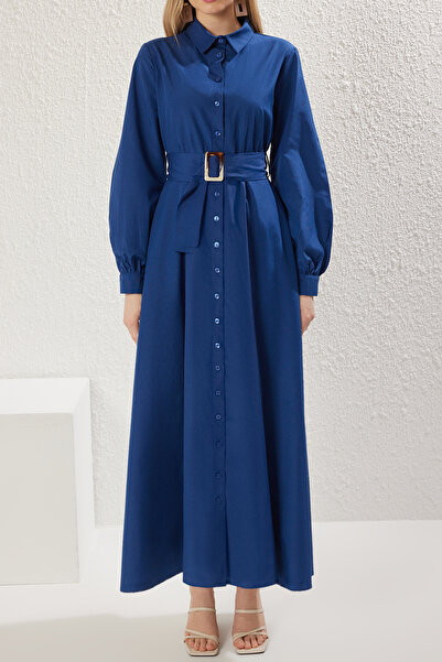 Trendyol Modest Φόρεμα πουκάμισο με ζώνη Saks TCTSS25EB00064