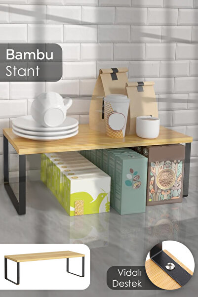 Meleni Home Bambu Organizer Mutfak Rafı - Tezgah Üstü Çok Amaçlı Düzenleyici Baharatlık Standı Dekoratif Raf