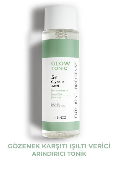 SİNOZ 200 ml Glow Tonic – Glykolsäure 5 %, porenstraffend, reinigend, revitalisierend, Peeling-Effekt