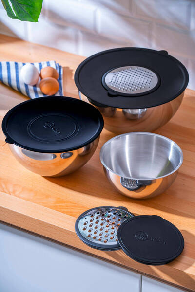 ACAR Karat 9 Parça Rendeli Karıştırma ve Saklama Kabı (16-20-24 cm)