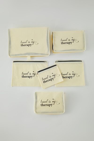Trendyol Collection 6-teiliges Koffer-Organizer-Set mit Ecru-Druck und Reißverschlussdetail TPHSS25BID00003