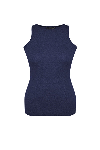 Trendyol Curve Blue Halter Neck Basic Knitted Tank Top Tbbss23Cv00001