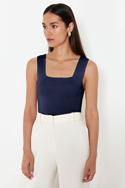 Trendyol Collection Navy Blue-Ecru Basic Double Pack Top Thin Blouse Twoss24Bz00623