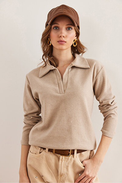 Olalook Dámská halenka s kamenným polo výstřihem Thessaloniki BLZ- 19002810