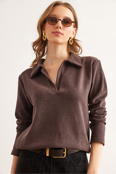 Olalook Γυναικεία Bitter Brown Polo Neck Thessaloniki Μπλούζα BLZ- 19002810