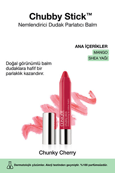 Clinique Chubby Stick™ Nemlendirici Dudak Parlatıcı Balm - Renk: 05 Chunky Cherry 3g | Mango, Shea Yağı