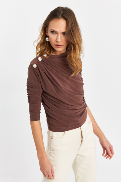 Cool & Sexy Dámská smíšená halenka s norkovým knoflíkem LPP1223-1