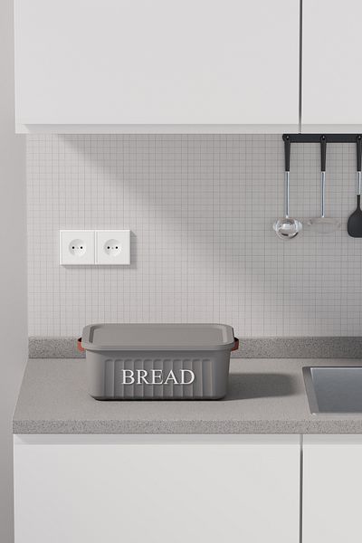 hemlife 10 Lt Plastic Bread Box with Lid - Handles and Decorative, Bread Holder Grey
