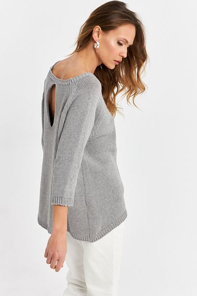 Cool & Sexy Women's Gray Drop Back Knitwear Blouse Yv267