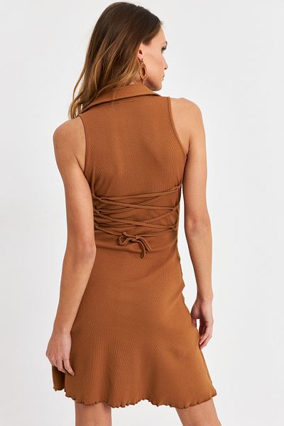 Cool & Sexy Μίνι γυναικείο φόρεμα καμισόλε με λεπτομέρεια κανέλας - FRY2271