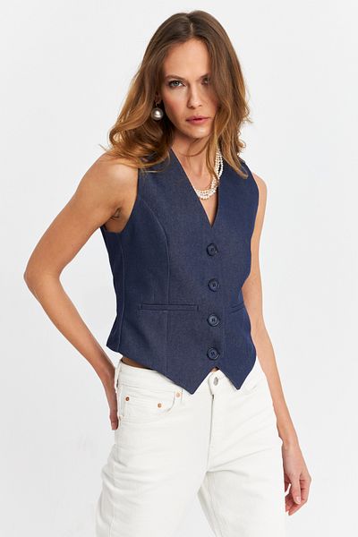 Cool & Sexy Navy Blue Leopard Print Women's Vest - Tw21