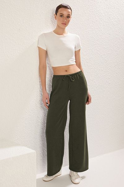 Trendyol Collection Khaki Color Wide-Leg Pants - Sustain Twoss25Pl00086