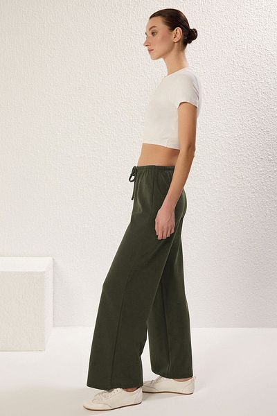 Trendyol Collection Khaki Color Wide-Leg Pants - Sustain Twoss25Pl00086