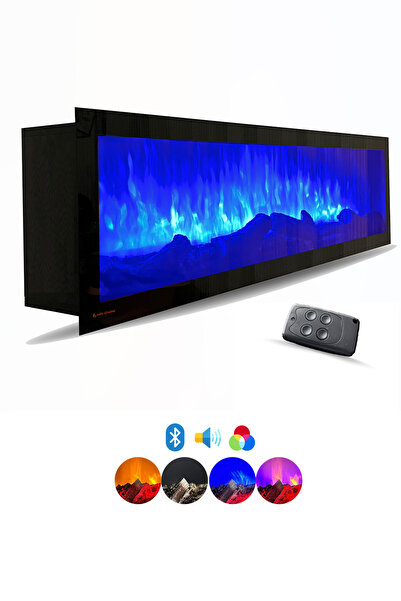 ARİF Dekoratif Elektrikli Yapay Şömine - 100x25x18 Cm - Kumanda, Sabit Çıtırtı Sesi Ve Bluetooth Hoparlör