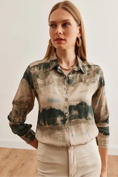 Olalook Damen Stein Batik Shirt GML-19000564