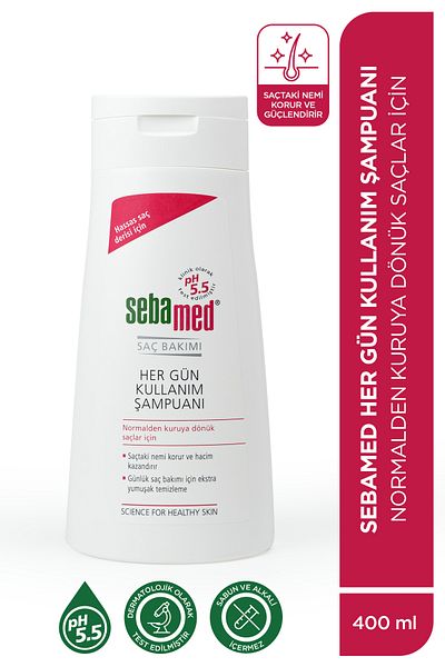 Sebamed شامبو للاستخدام اليومي مناسب للشعر العادي والجاف مع تأثيرات مغذية وإصلاحية 400 مل