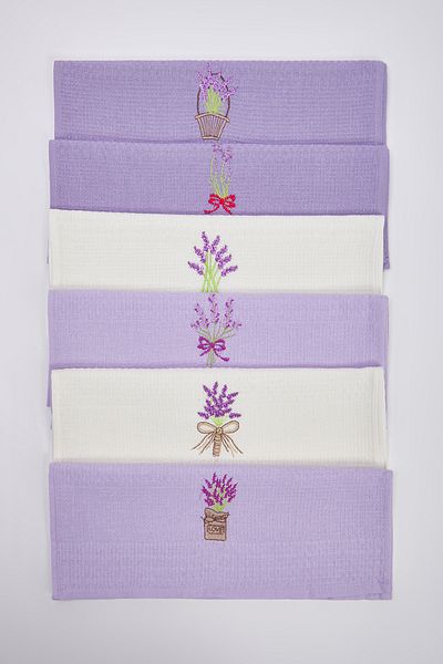 Trendyol Collection Set of 6 Kitchen Towels with Waffle Embroidery Detail 30X45Cm Tphss25Mh00001