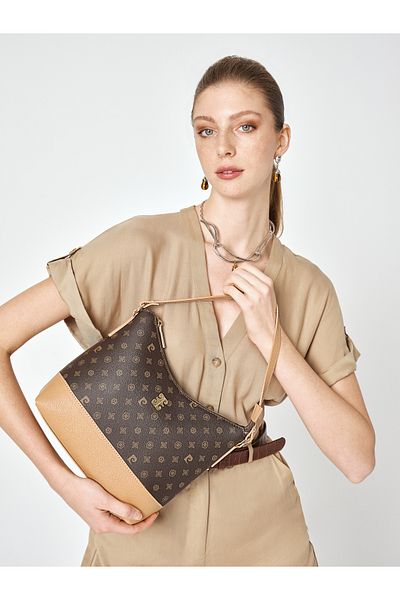 Pierre Cardin Καφέ Monogram Γυναικεία Τσάντα ώμου 05PO25Y1883